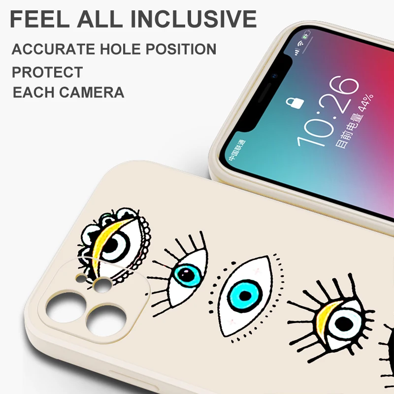 Lucky Funny Blue Evil Eye For iPhone 15 14 Plus 13 12 11 Pro Max 13 12 Mini X XR XS Max Phone Case Funda Liquid Silicone Back