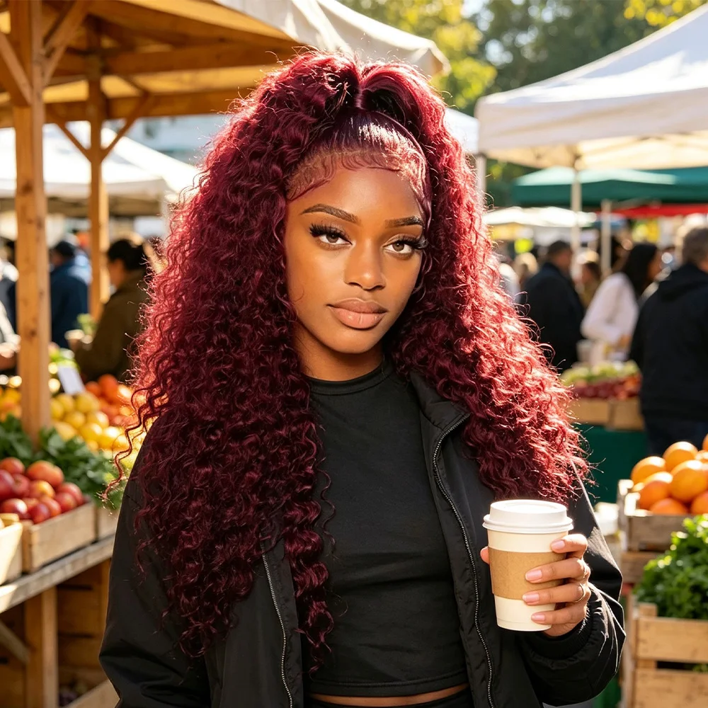 30 40 Inch 13x4 13x6 HD Transparent Lace Front Wig 99J Burgundy Deep Wave Lace Frontal Brazilian Human Hair Colored Wigs Preplucked 200 Density