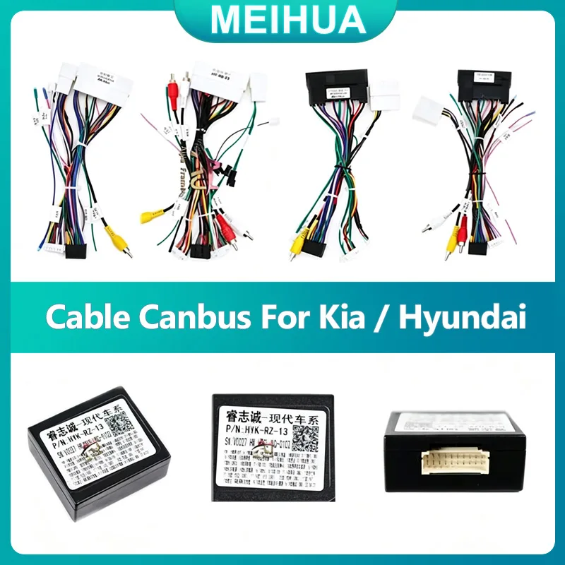 Car 20pin Audio Cable With Canbus Box Wire Adapter For Hyundai Tucson IX35 IX45 SantaFe Elantra MISTRA Sportage Kia OPTIMA