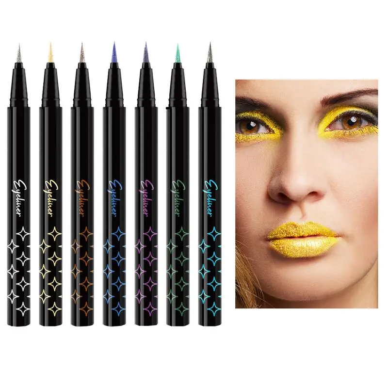 

7pcs Shiny Metallic Eyeshadow Liner Waterproof Shimmer Sparkling Eyeliners Diamond Eye Makeup Glitter Pearl Eye Liner Pencil