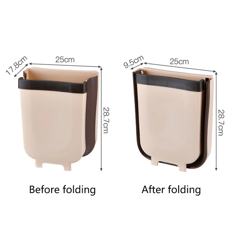 Wall Mounted Folding Waste Bin Kitchen Cabinet Door Hanging Trash Bin Car Garbage Trash Can for Bathroom Toilet Waste Storage