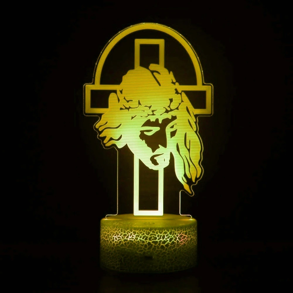 Nighdn Jesus Cross 3D Night Light Christian Illusion Lamp 7 Color Changing Home Decor Christmas Religious Church Gift for Friend