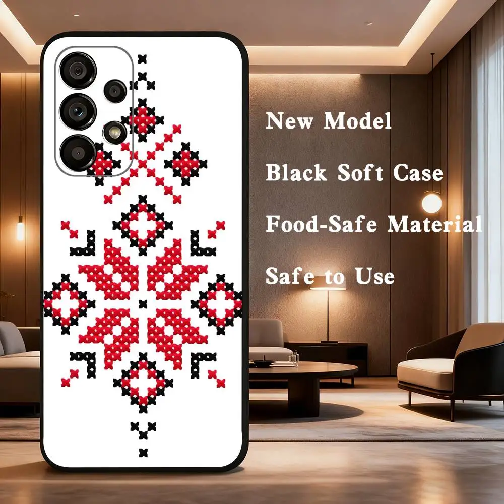 เคสโทรศัพท์ลายเครื่องประดับยูเครนสำหรับ Samsung Galaxy A73,31,32,72,41,53,52,71,22,5G,Note,J7,8,9  แบบนิ่มสีดำ