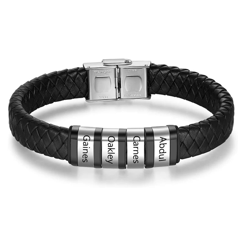 XCL Custom Braided Leather Name Bracelet 4