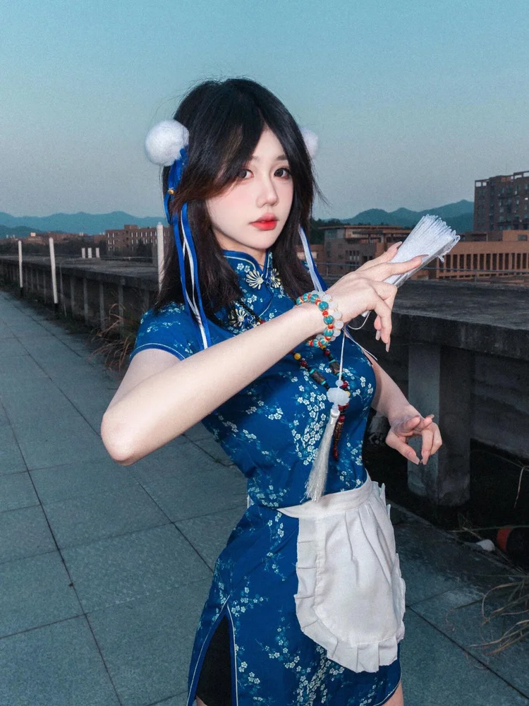 새로운 중국 스타일 드레스 로우린 시사스 코스프레 소프트 걸 메이드 스커트 일상복