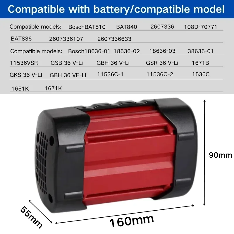 Bosch 36 В 18000 мАч литий-ионный сменный аккумулятор для аккумуляторных электроинструментов Bosch BAT810 BAT840 2607336173 D70771 GBH 36V-LI 36VF-LI