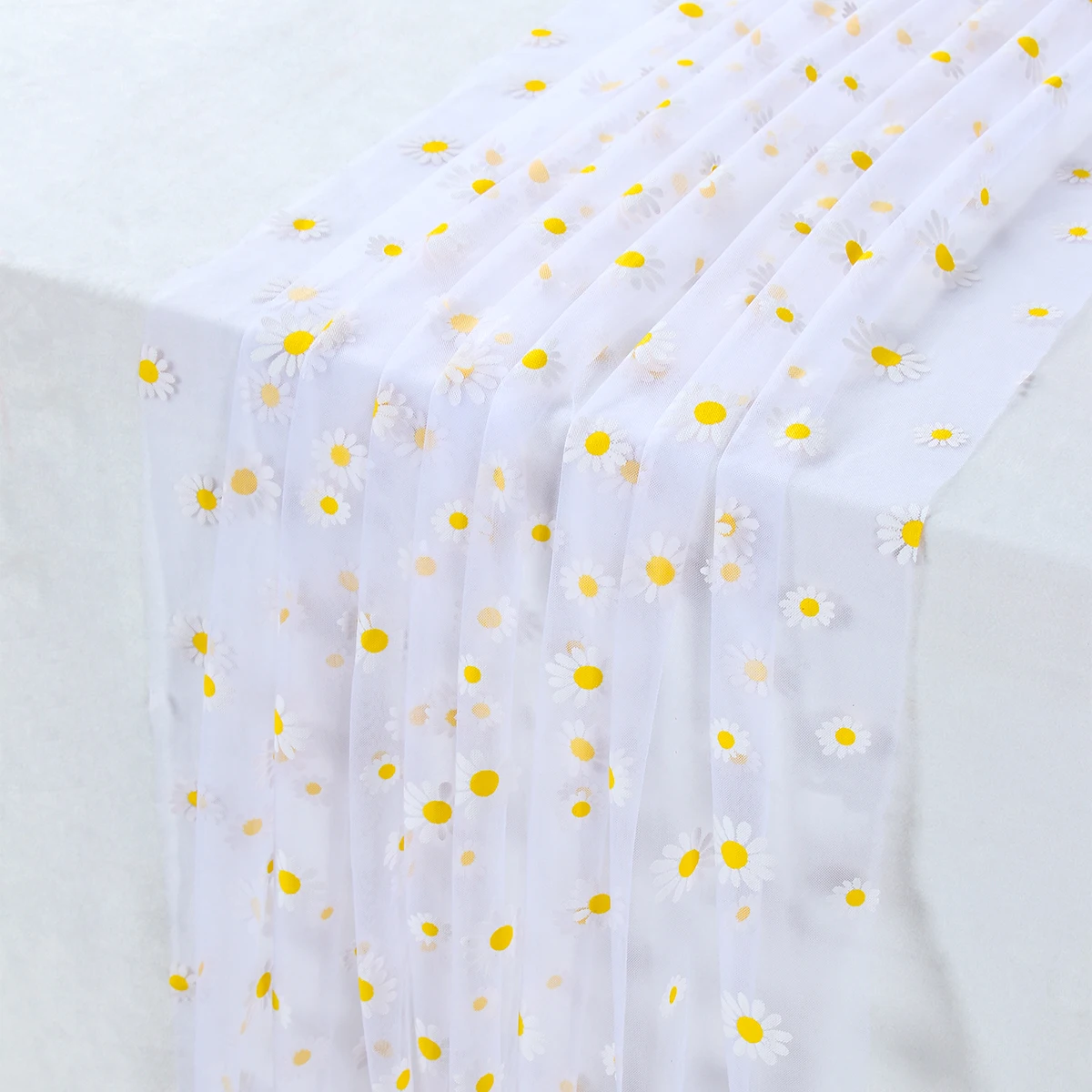 Daisy Pattern Tulle Table Runner Daisy Birthday Decoration Daisy Mesh Table Runner Baby Shower Wedding Birthday Party Supplies