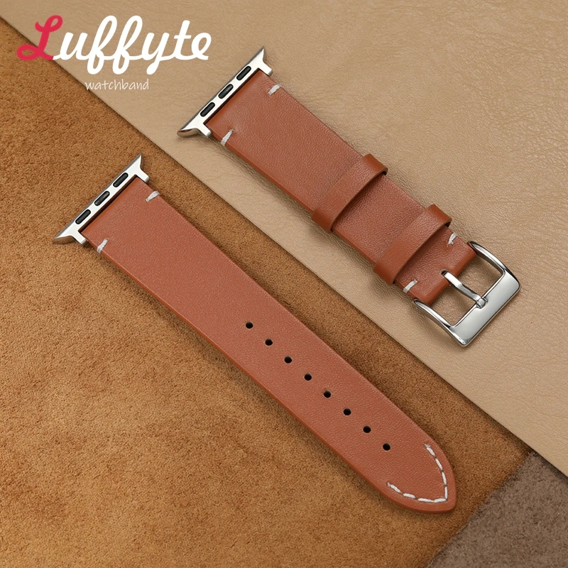 

Black Brown PU Leather Watchband Belt for Apple Watch Bands 38/40/41/42/44/45/46/49mm 1-10 SE Ultra 2 Casual Wrist Bracelets