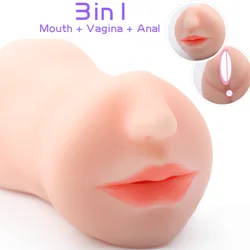 3 in 1 artificial pussy realistic male Pocket Pussy deep throat Mouth vagina pussy sex toys for men