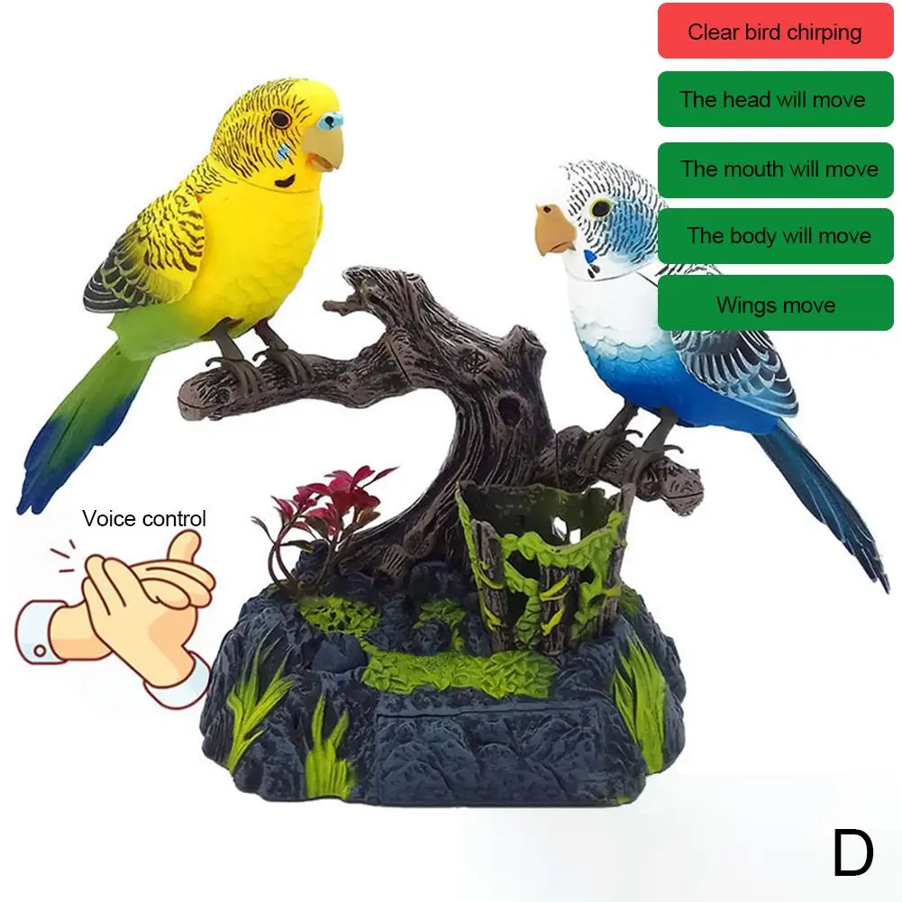 Clapping Voice Control Induction Electronic Parrot Sound Garden Toy Bird Children\'s Gift Toy Pet Display Electric R6a9