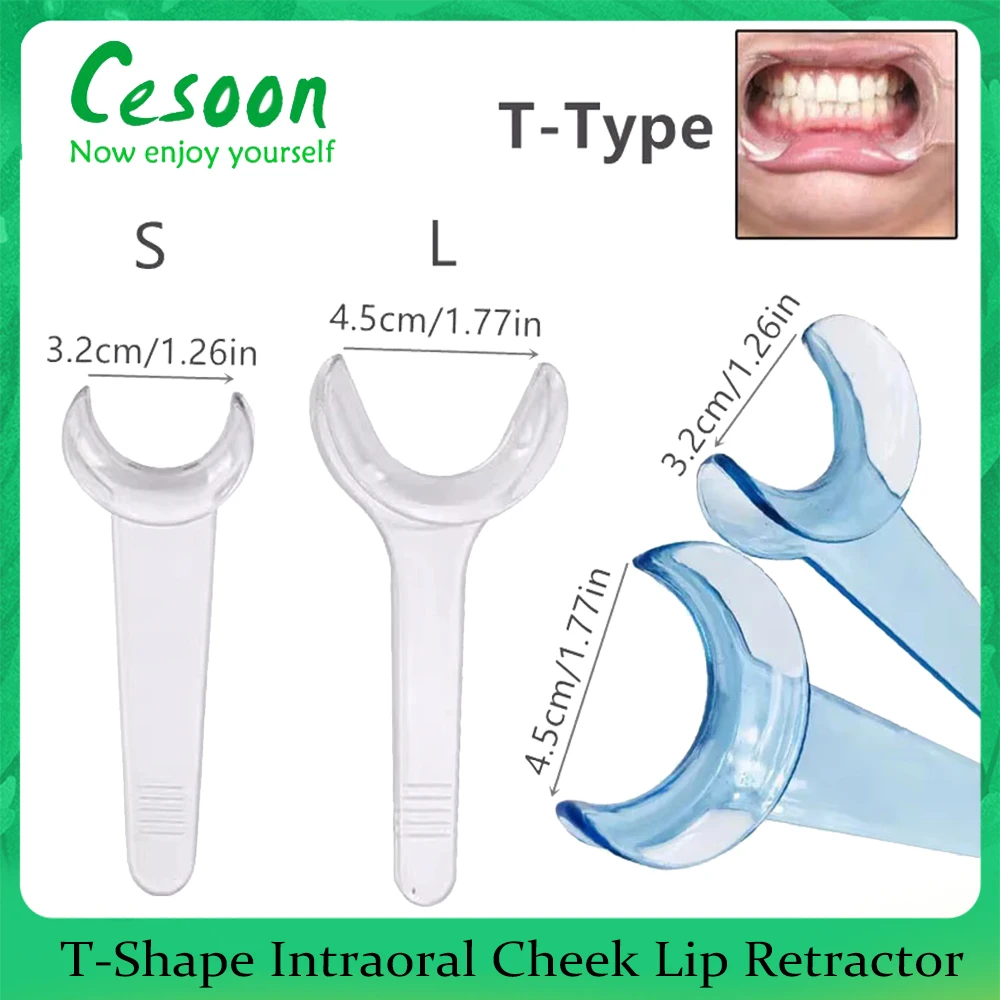 2Pcs Dental T-Shape Intraoral Cheek Lip Retractor Double headed Transparent Orthodontic Opener Teeth Mouth Expanders Dentist