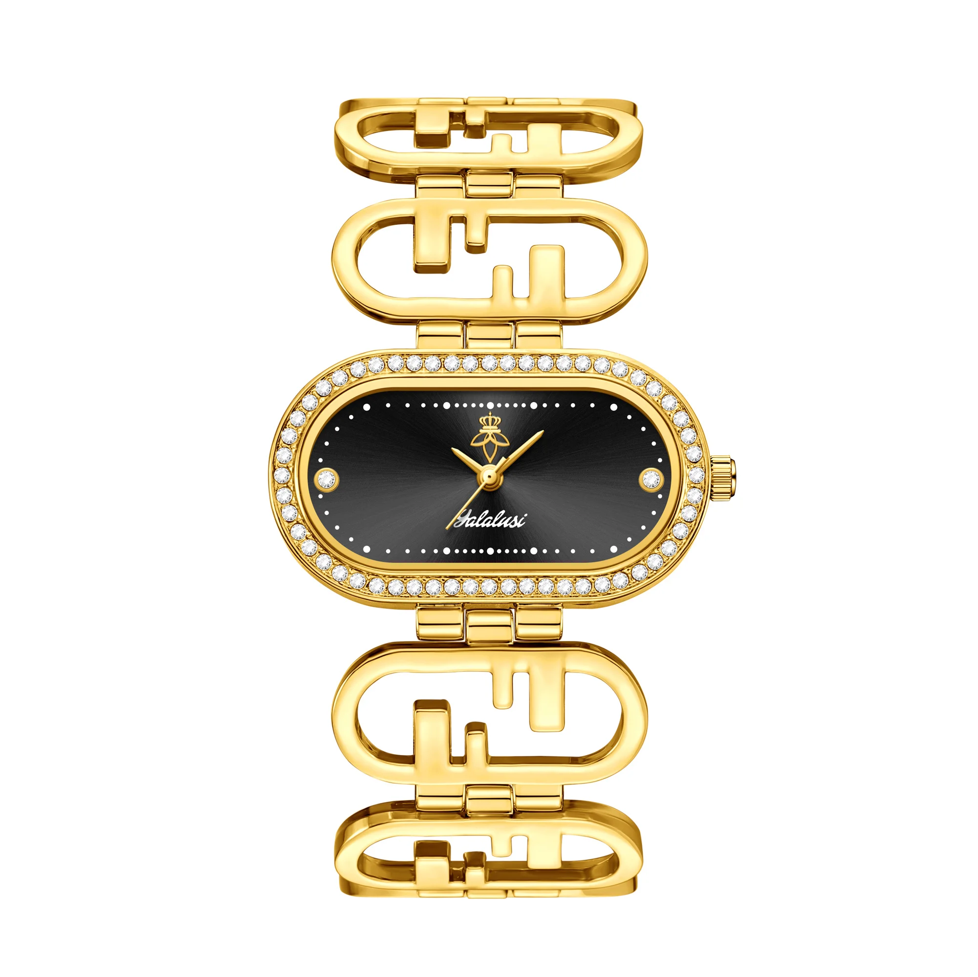 Women's Gold & Silver Oval Quartz Watch, Elegant Design