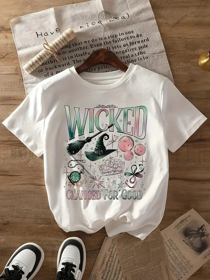 الشريرة الموسيقية مستوحاة تي شيرت مطبوع طاقم الرقبة قصيرة الأكمام الصيف النساء الملابس موضة الأكمام تي شيرت طالب المحملة