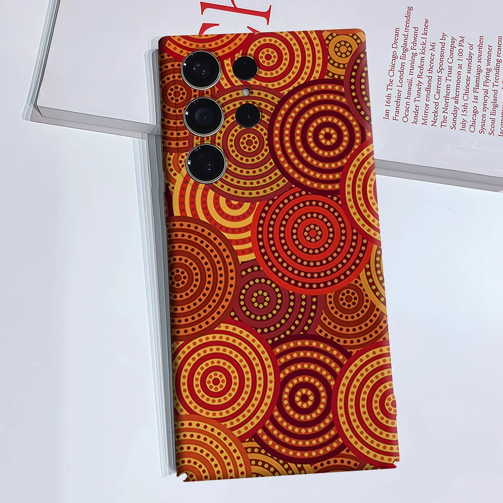 Concentric Circles Orange Luxury Fashion Full Lens Protective Case for Samsung Galaxy S26 S25 S24 A56 A36 Plus Ultra