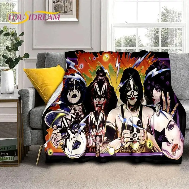 Kiss Rock Heavy Metal Band Gene Paul Soft Flannel Blanket for Bed Sofa Picnic  Cozy Throw Blanket for Outdoor Leisure Nap Gift