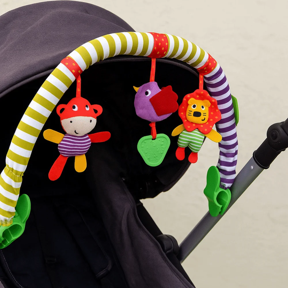 Sonajeros para cuna, juguetes de peluche musicales, cochecito de algodón PP, juguetes colgantes para cama, educación temprana, sonajeros colgantes sensoriales para bebé