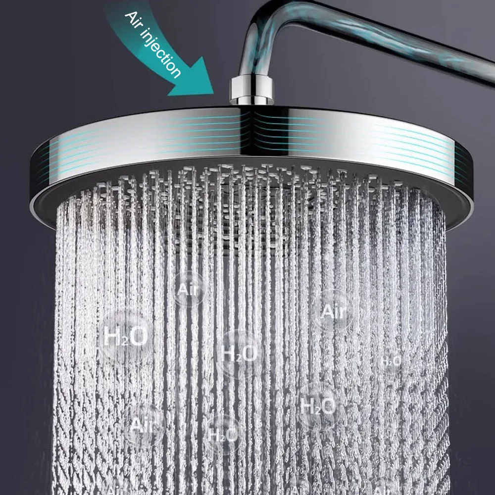 

10-дюймовая 25 см потолочная насадка для душа с большим расходом под давлением, насадка для сверхзарядки, верхний спрей из АБС-пластика, утолщенный дождевой душ высокого давления