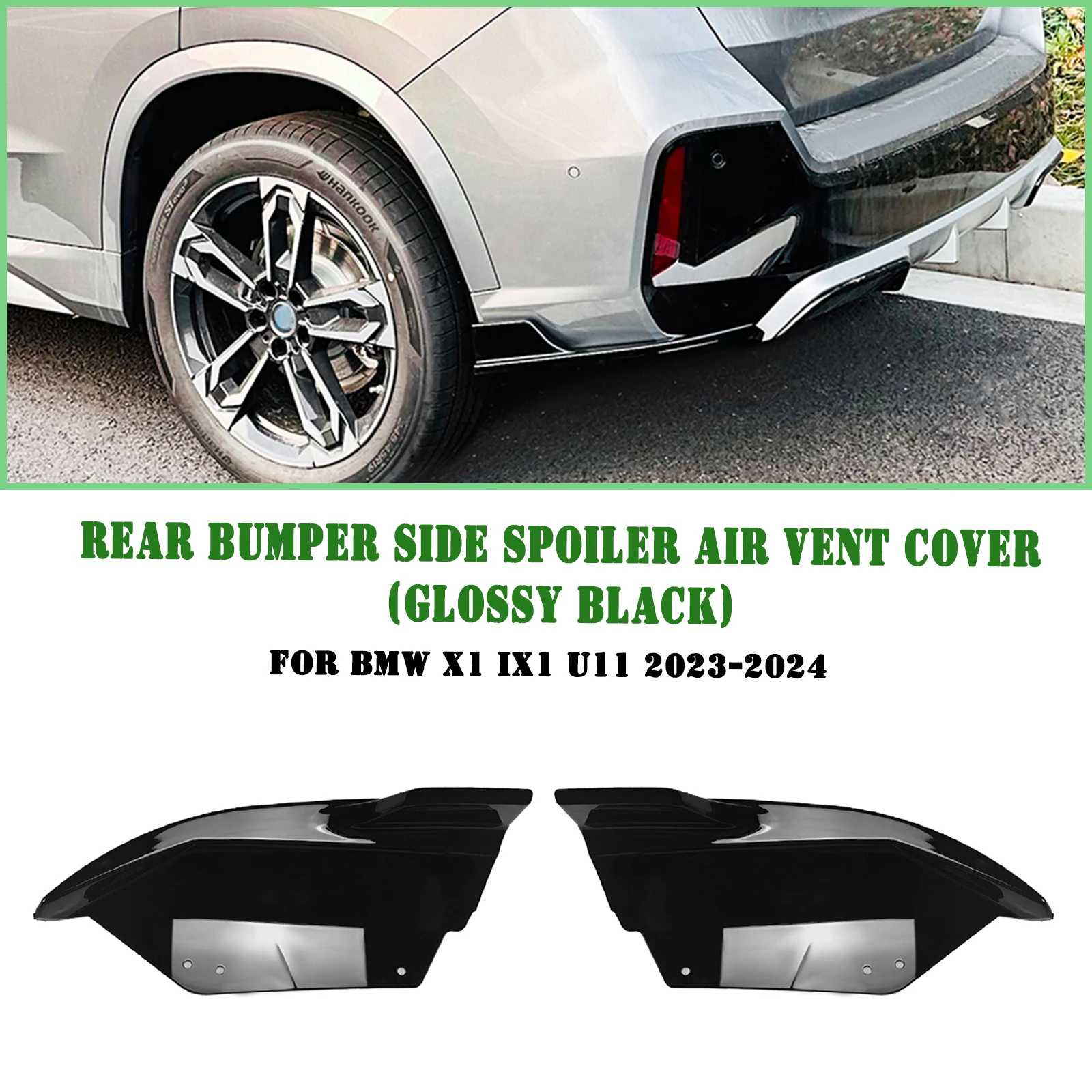 2PCS Car Rear Bumper Side Canard Spoiler Lip For BMW X1 U11 U12 M Sport 2023-2024