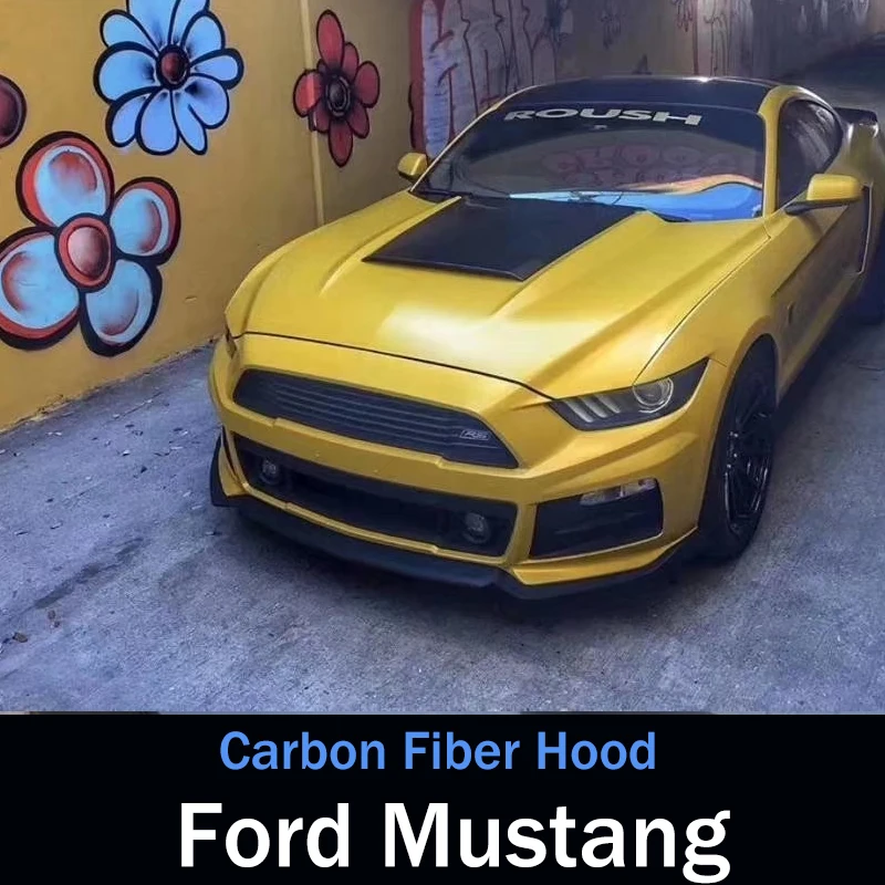 Mustang Car-Styling FRP/ Carbon Fiber Front Hood Bonnet Scoop Fit For Mustang Roush Style Hood Scoop 2015-2017