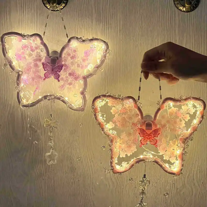 

Butterfly Hanging Ornament Building Blocks Small Particle Assembly Bedroom Exquisite Glowing Decoration Girl Holiday Gift