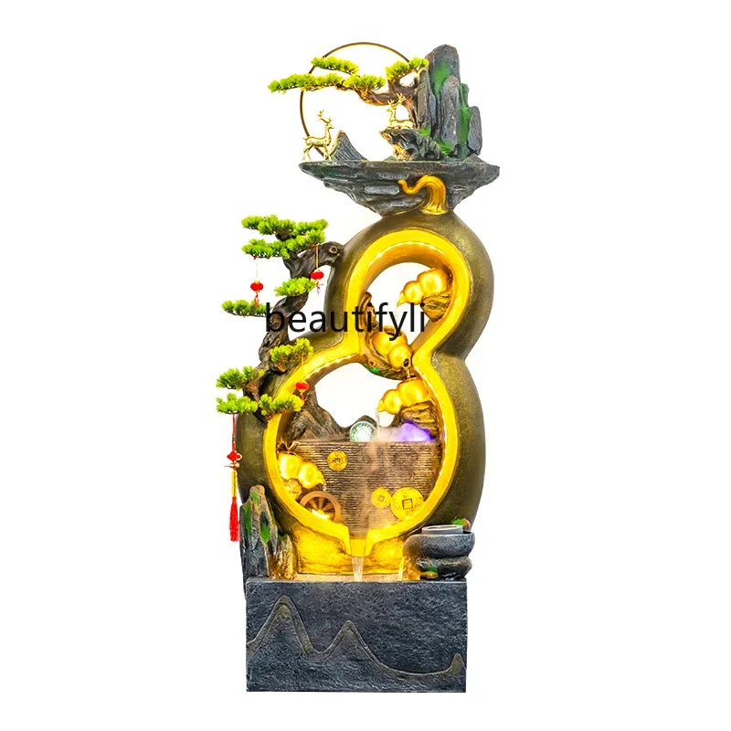 

cqyLiving room entrance gourd circulation water lucky ornament rockery fountain landscape, decoration