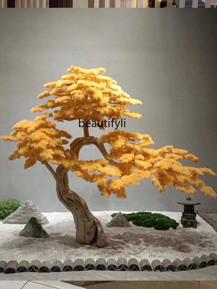 Yellow Pine Shape Fake Trees Indoor and Outdoor Landscape Furnishing Articles Hotel Office Floor Decorative Tree