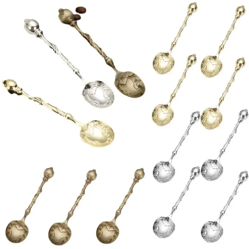 

Crafts Middle Eastern Style European Style Vintage Carved Bowl Scepter Cake Coffee Spoon Carved Ice Cream Spoons ﻿