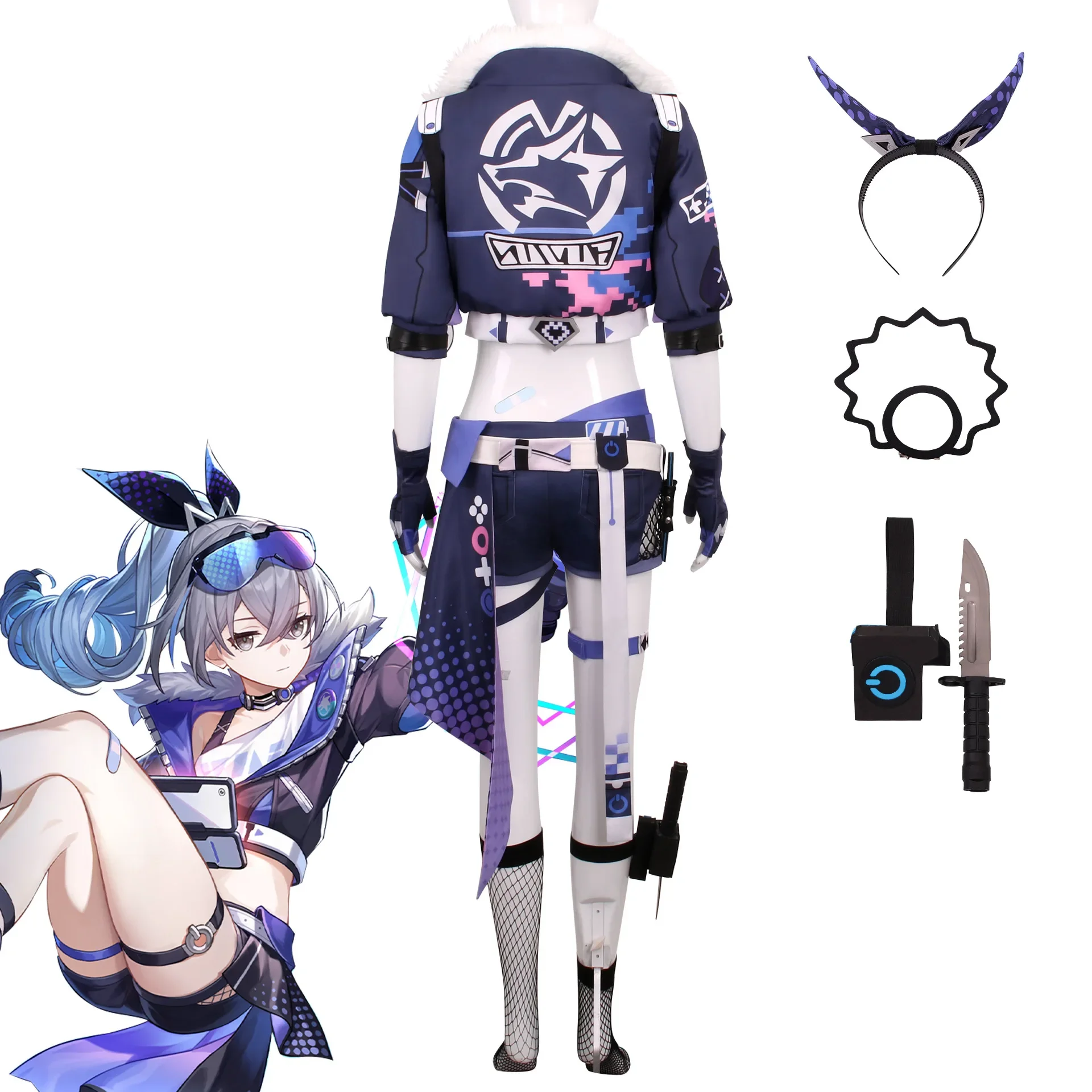 Honkai Impact 3rd Game Star Dome Railway Silver Wolf Same Cosplay Costume Set Anime Stage Performance Costume view 3