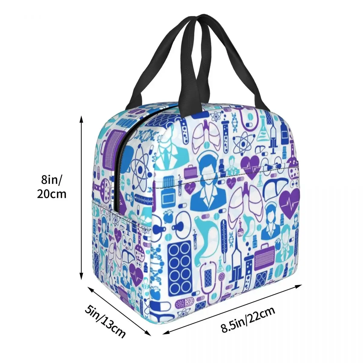 Cartoon Doctors Nurse Thermal Insulated Lunch Bag Nursing Print Portable Cooler Lunch Tote Box for Women Kids School Food Bags