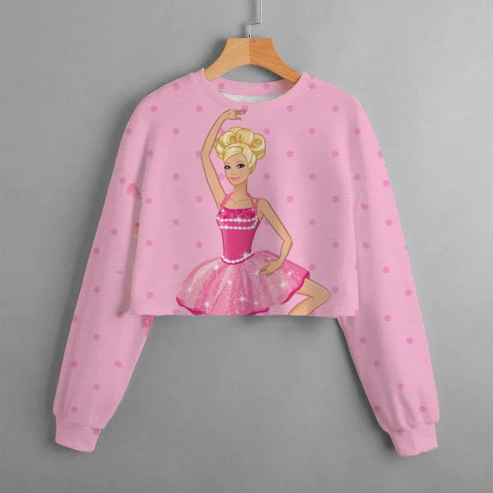 New Girl Barbie Princess 3D Printed Cartoon Printed Casual Decoration Hoodie Long Sleeve Y2K Short Hoodie