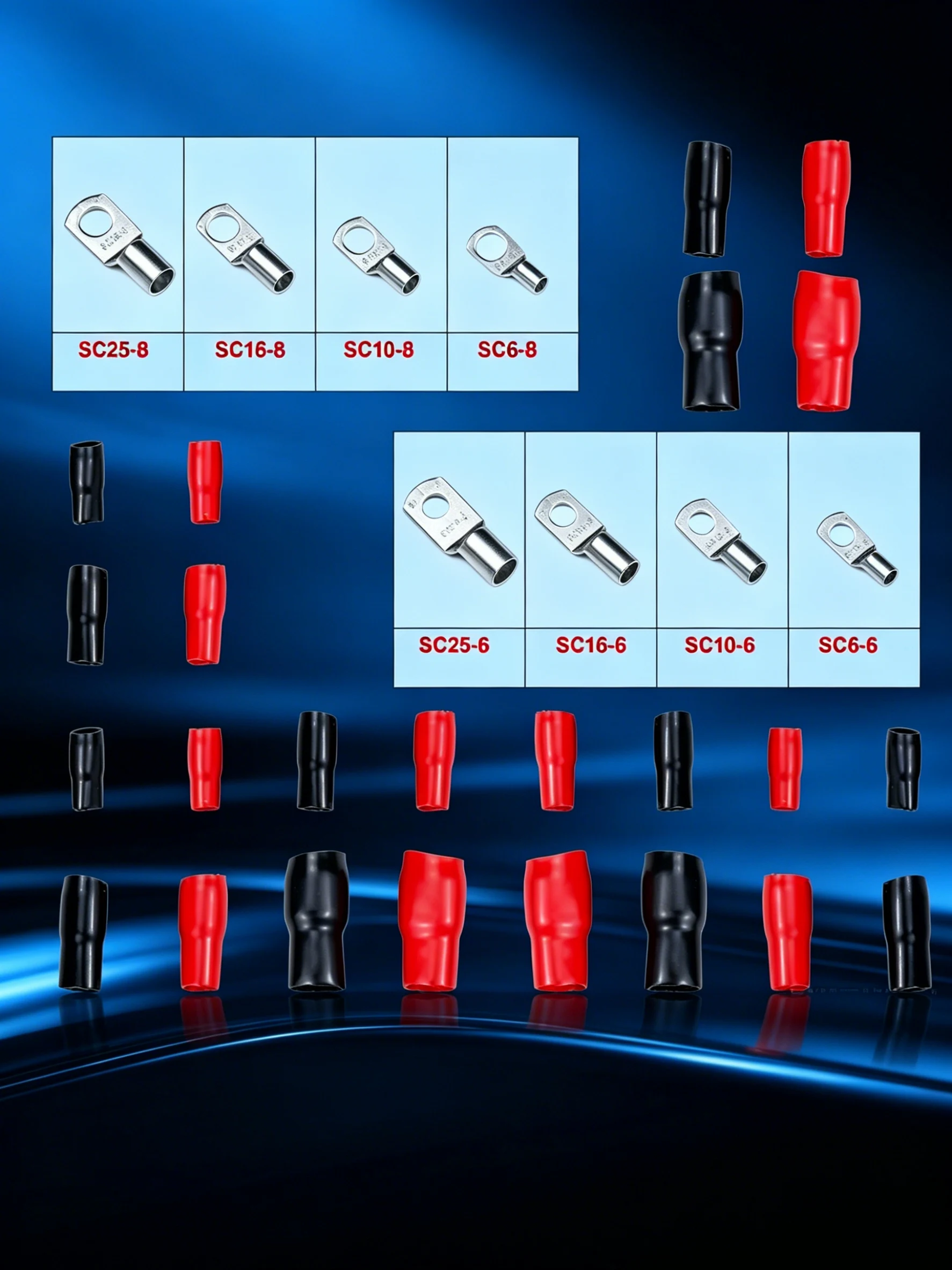 20PCS 4-25mm Sortiment Verzinnte Kupfer Lugs Ring Crimp Terminals Batterie Draht Schweißen Kabel Anschlüsse Kit – Detail 15