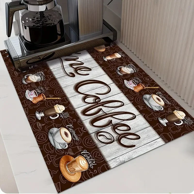 30X50CM Coffee Bar mat Accessories for Countertop Absorbent Hide Stain Rubber Backed Dish Drying Mats for Kitchen Counter