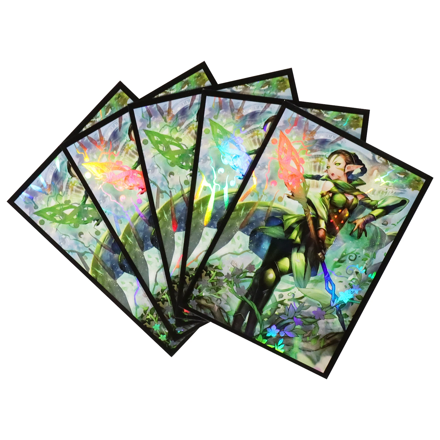 

Trading Cards Protector Anime Holographic Card Sleeves MTG Nissa Foil Cards Shield Outer Cover Magic Standard Size 67x92mm 60PC