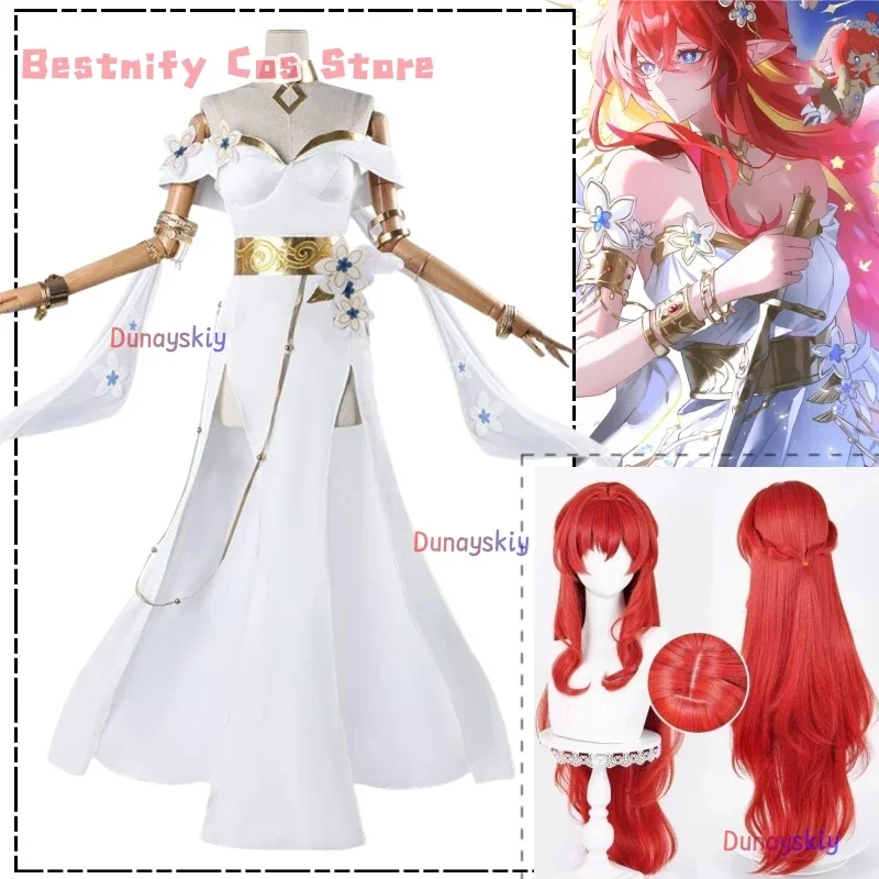 

CosplayTribios Cosplay Costume Wig Honkai Star Rail White Dress Neckwear Headwear Elf Ears Full Set For Women Girls Men Party Ha