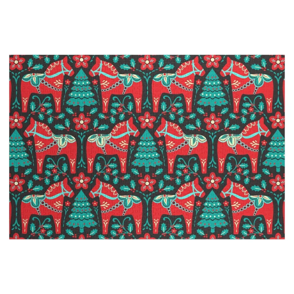 

Dala horse Christmas pattern Jigsaw Puzzle Customized Picture Animal Puzzle
