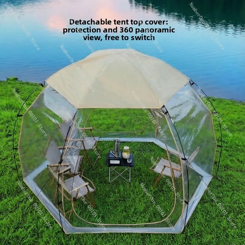 4-6 people outdoor thermal insulation bubble house spherical camping sun room|PVC transparent panoramic tent