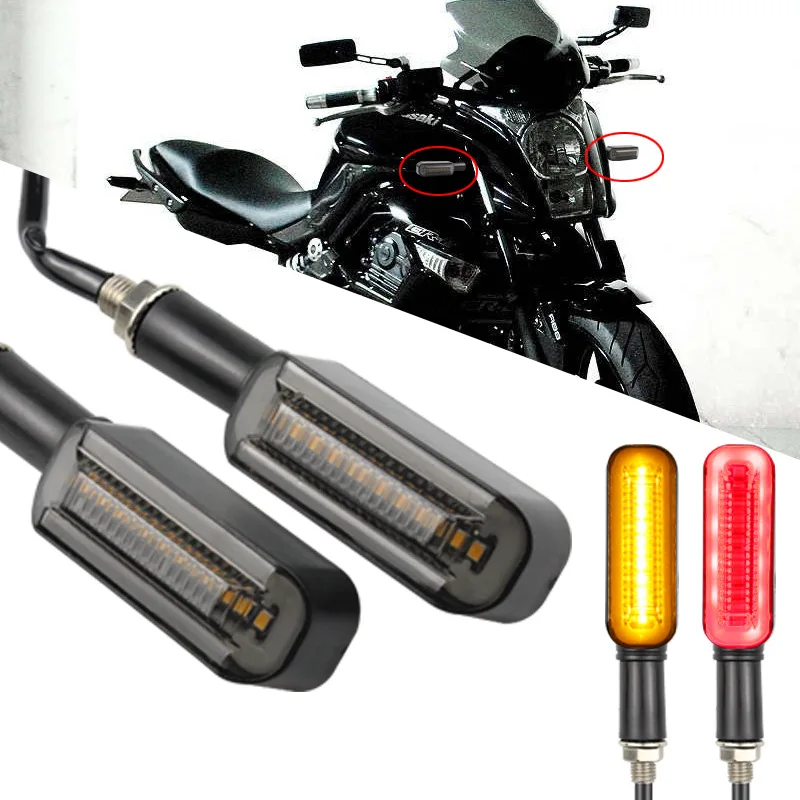 10mm Motorcycle LED Turn Signals Light Blinker Flowing Water Indicators Lamp Flasher Front Rear Lamp For Kawasaki Yamaha