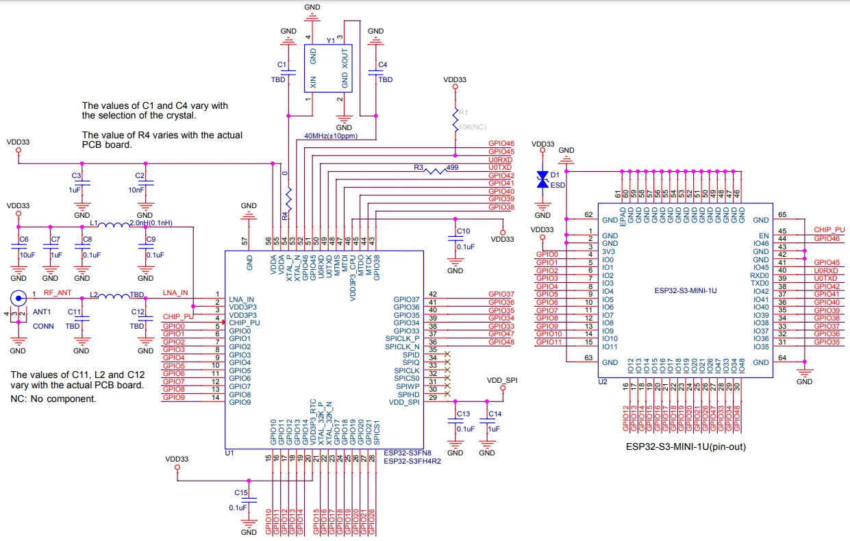 ESP32-S3-MINI-1U module