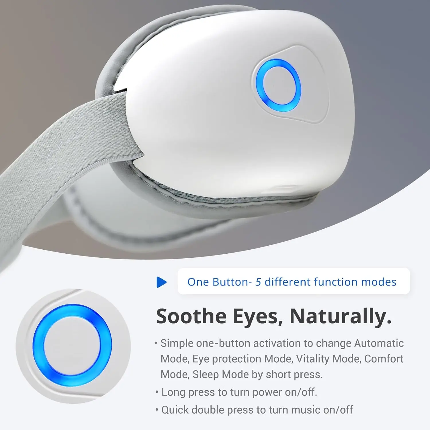 Eye Massager with Heat for Migraines Eye Mask with Bluetooth Airbag Eye Care Device for Eye Strain Relief Dry Eye Improve Sleep