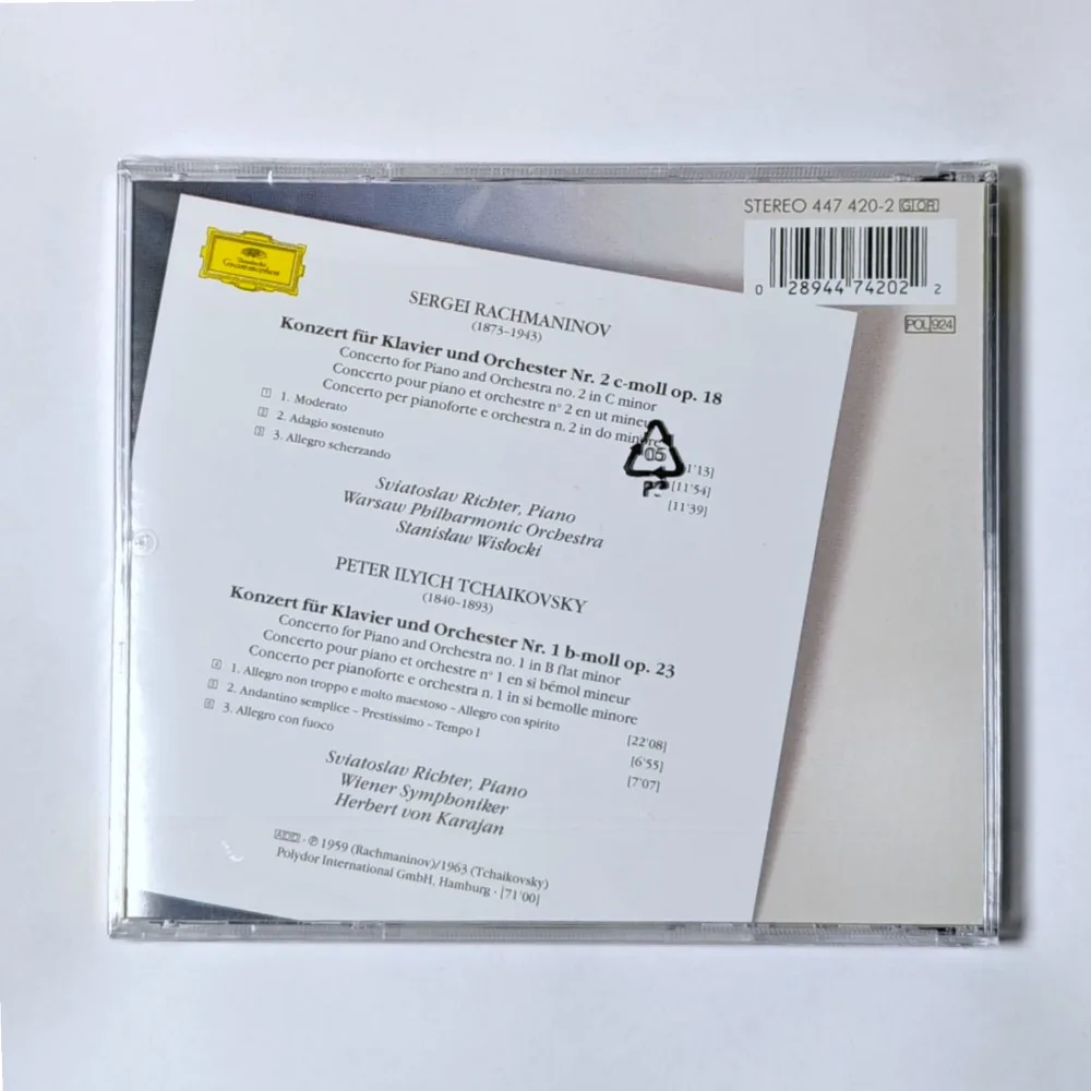 قرص مضغوط مستورد من سفياتوسلاف ريتشر تشايكوفسكي راشمانينوف بيانو كونترتوس - روائع كلاسيكية أسطورية لعشاق الصوت
