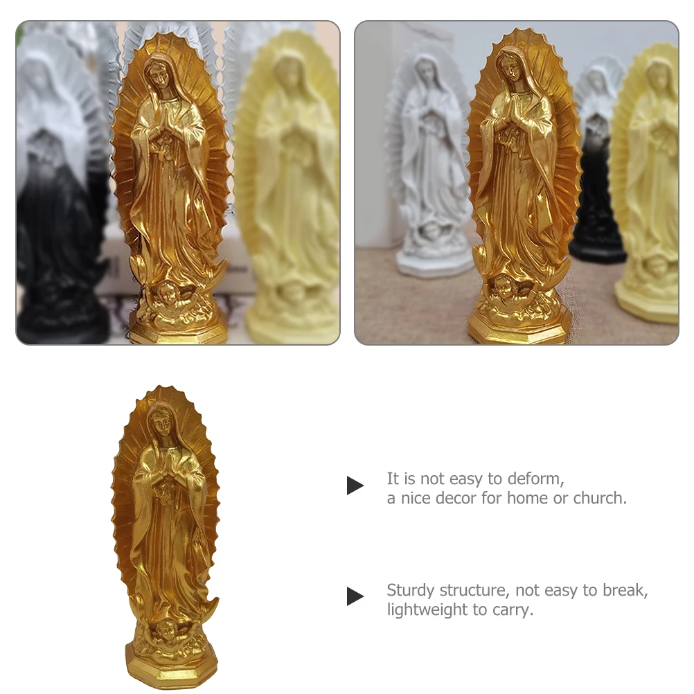 

Virgin Statue Resin Mini Crafts Catholic Decoration Ornament Desktop Decor Lightweight Classic