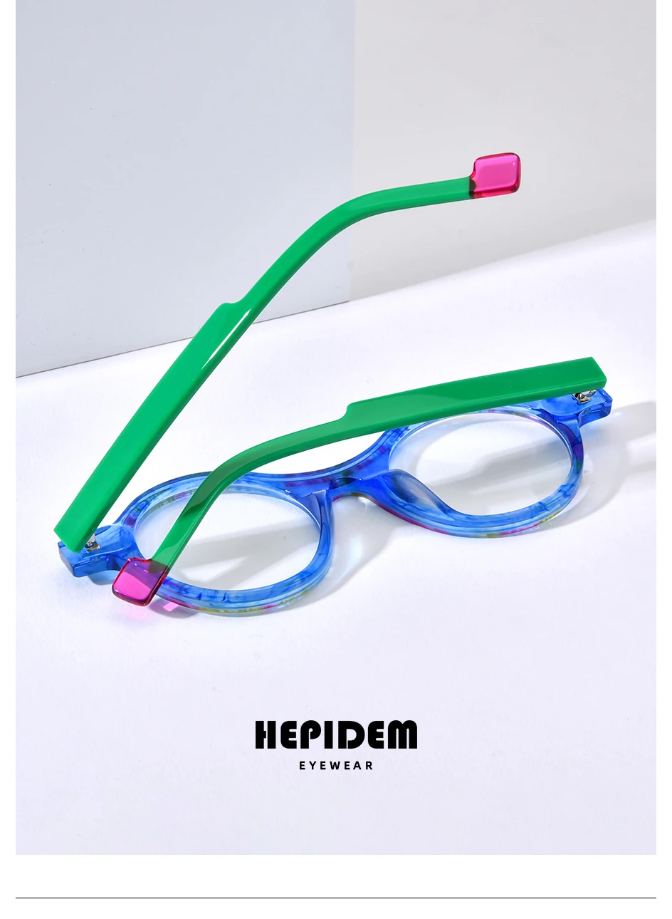 HEPIDEM Acetat Brille Rahmen Frauen übergroße große runde Brille japanische handgemachte Brille dicke transparente Brille 9351 – Detail 2