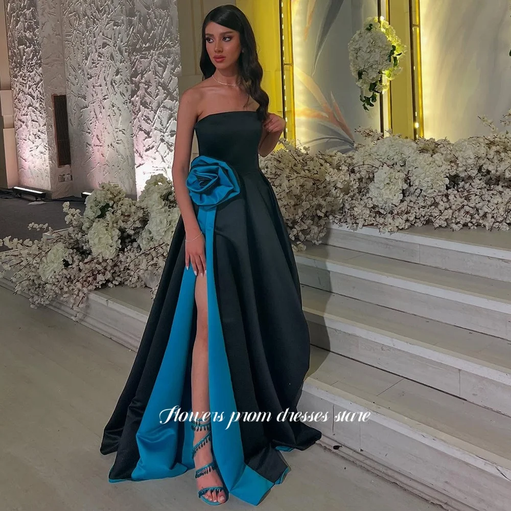 

Flowers A Line Prom Dress 2 Colors Party Dress with 3D Flowers Evening Dress Pleats Formal Occasion Dress for Women Customized