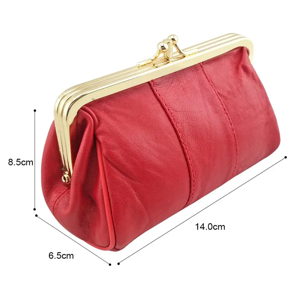 NICOLE & CO-cartera pequeña con cierre de Metal Original para mujer, Mini monedero femenino de piel de oveja auténtica, bolso para cambio de tarjeta