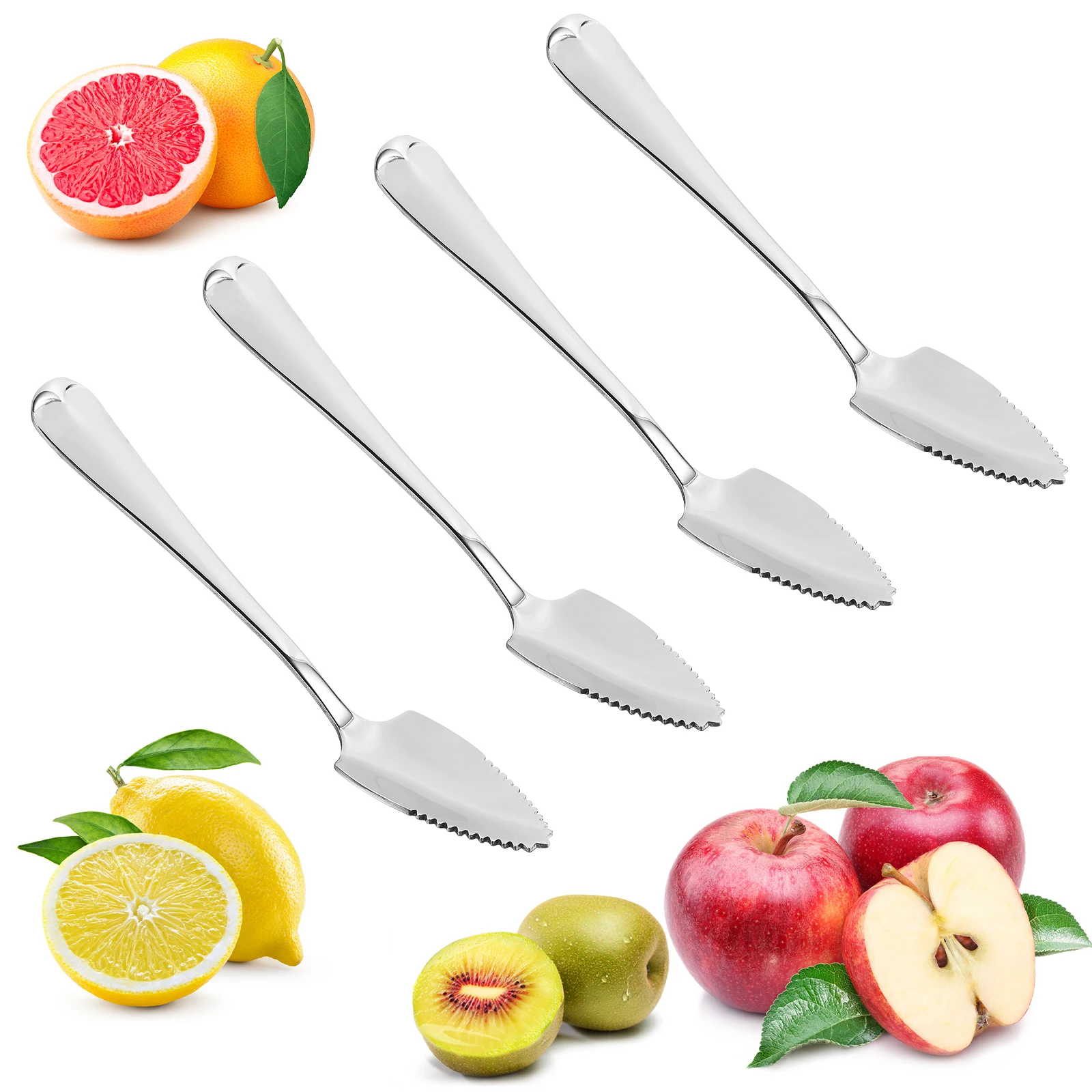 

Stainless Steel Grapefruit Spoon Serrated Edge Fruit Spoons Watermelon Curve Ice Cream Scoop Kitchen Gadgets Rust Proof