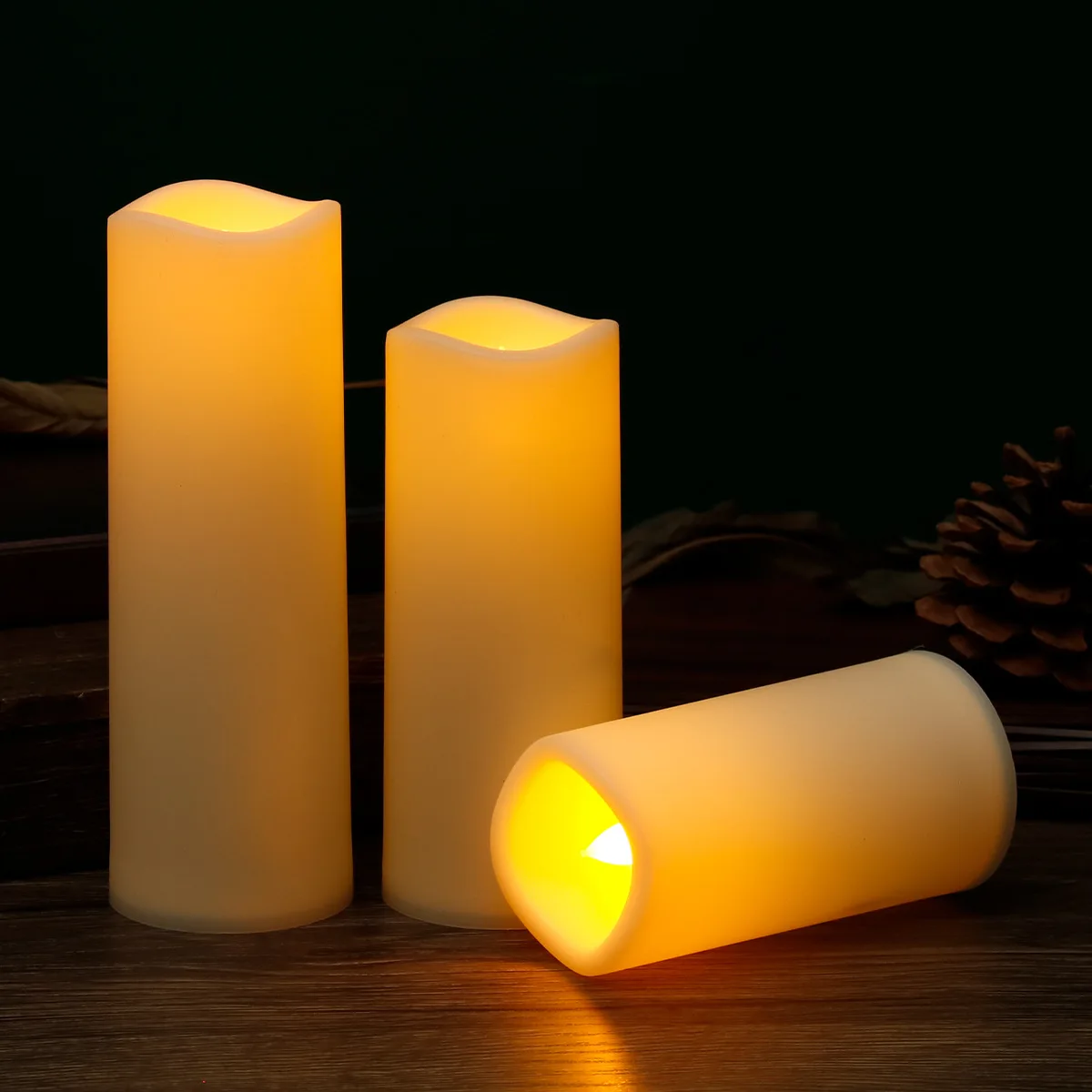 Outdoor abs flameless Candles & Remote Control Timer,LED Flickering Battery Operated electric Pillar Candle for Camping Party