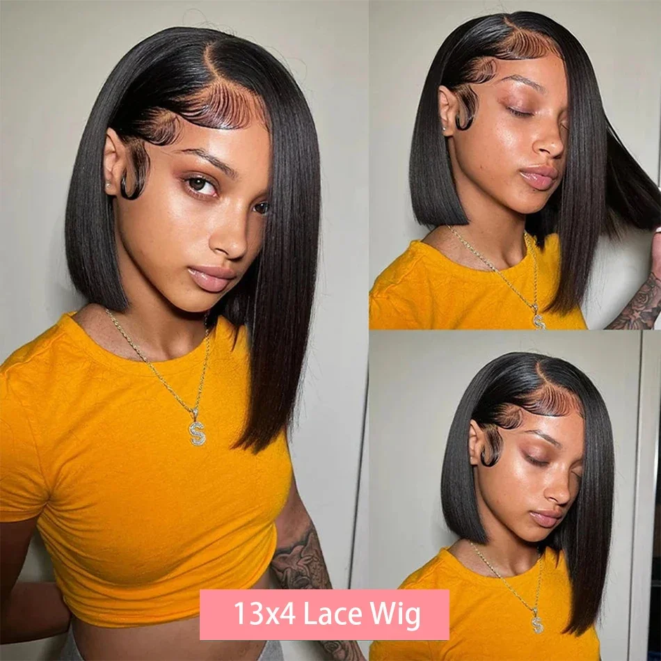 Straight Bob Wig Lace Front 150% Human Hair Wigs For Women Short Bob Wig Lace Frontal Wig 8-16inch Wig Human Hair 180%