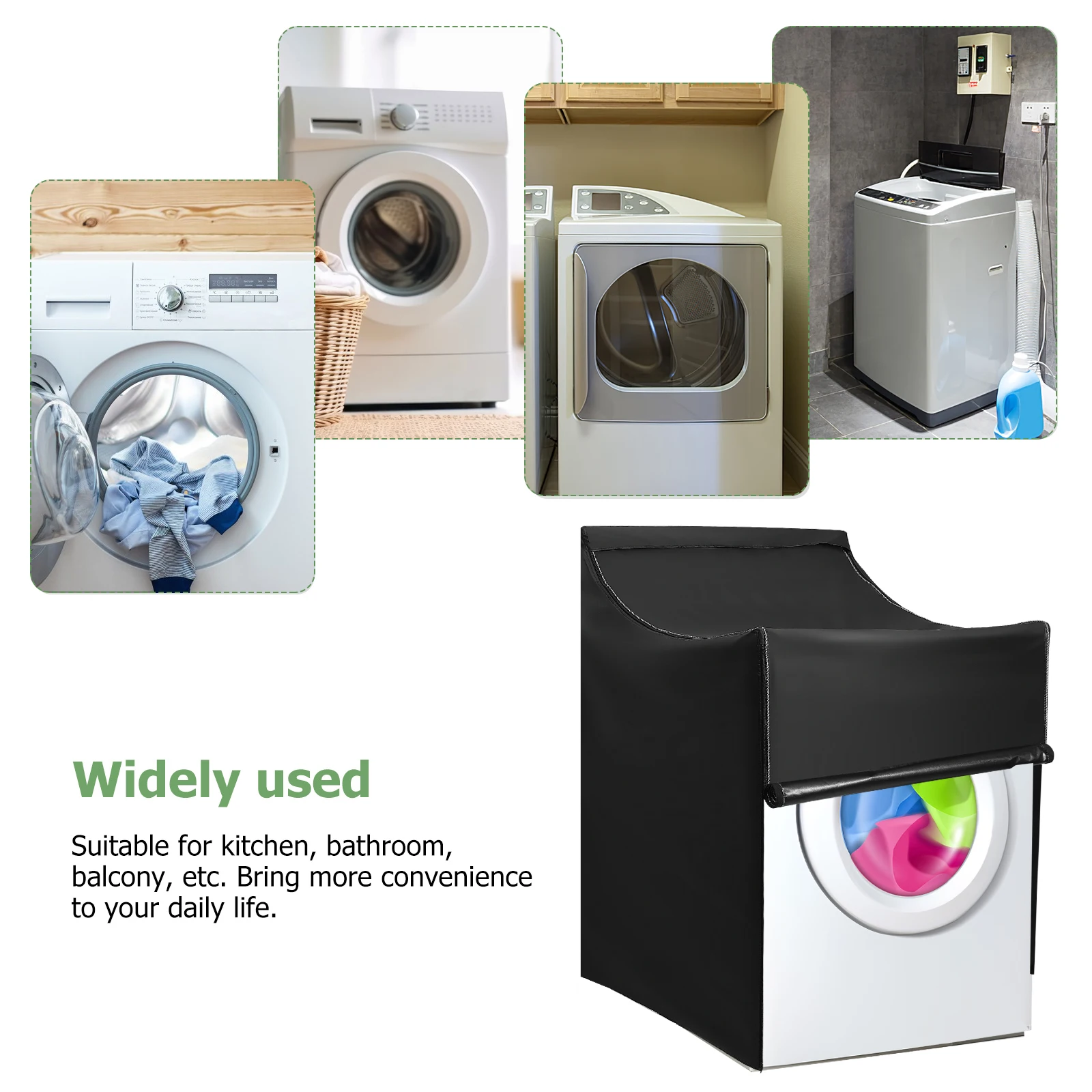 غطاء الغسالة 420D أسود فضي مطلي قماش أكسفورد Pu أغطية غبار واقية غسالة مجفف قماش عالي الكثافة #3