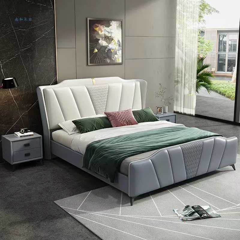 #High Quality Technology Cloth Leather Solid Wooden Bed With Short Period Good Price Nice Design Bed Sets
