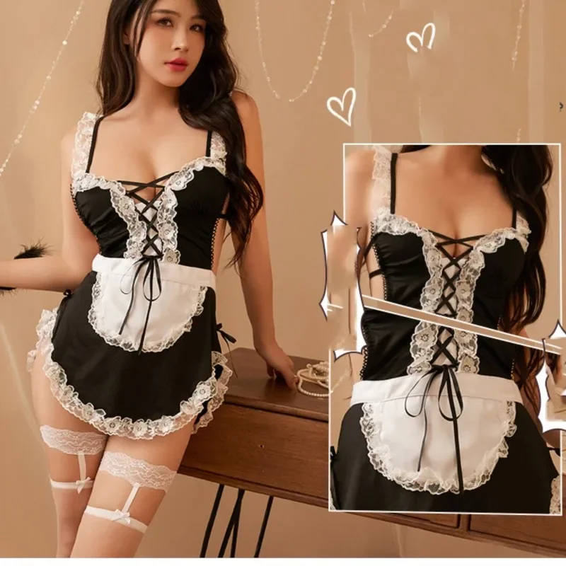 

Hot Erotic lingerie Lace fun small chest jumpsuit large size open cut jumpsuit Women's clothing sexy cosplay Babydoll Sexy dress